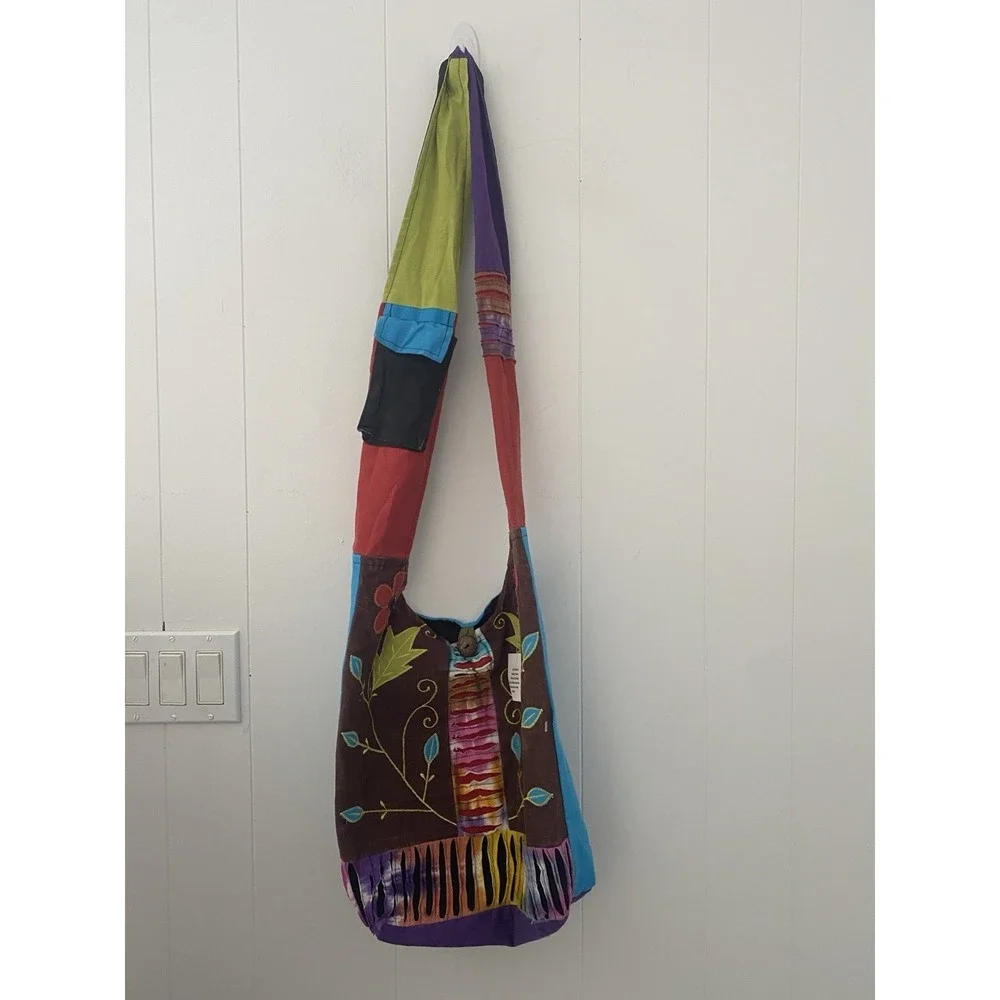 Rising International Handmade sling bag Nepalese Boho Crossbody Bag Sun Mushroom